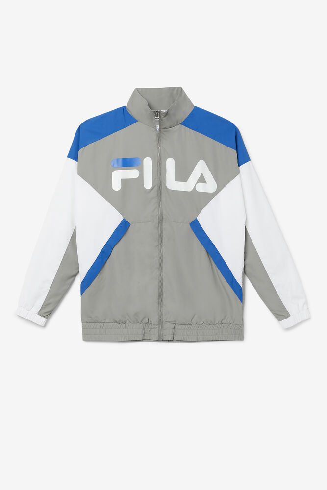 Fila Oliviero Wind Grey/White/Blue Jacket Mens - NZ 29015-EXTZ